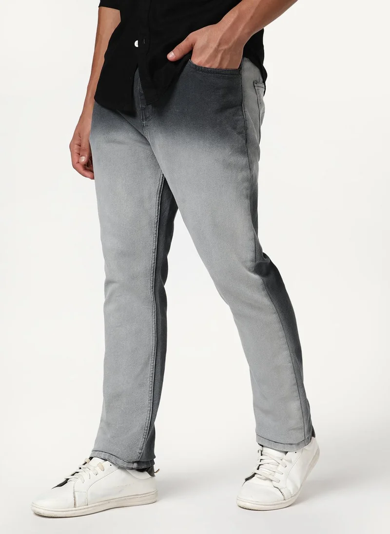 Urbano Fashion  Urbano Fashion Men's Dark Grey Straight Fit Heavy Washed Faded Denim Jeans Stretchable for Men | Best Price UAE